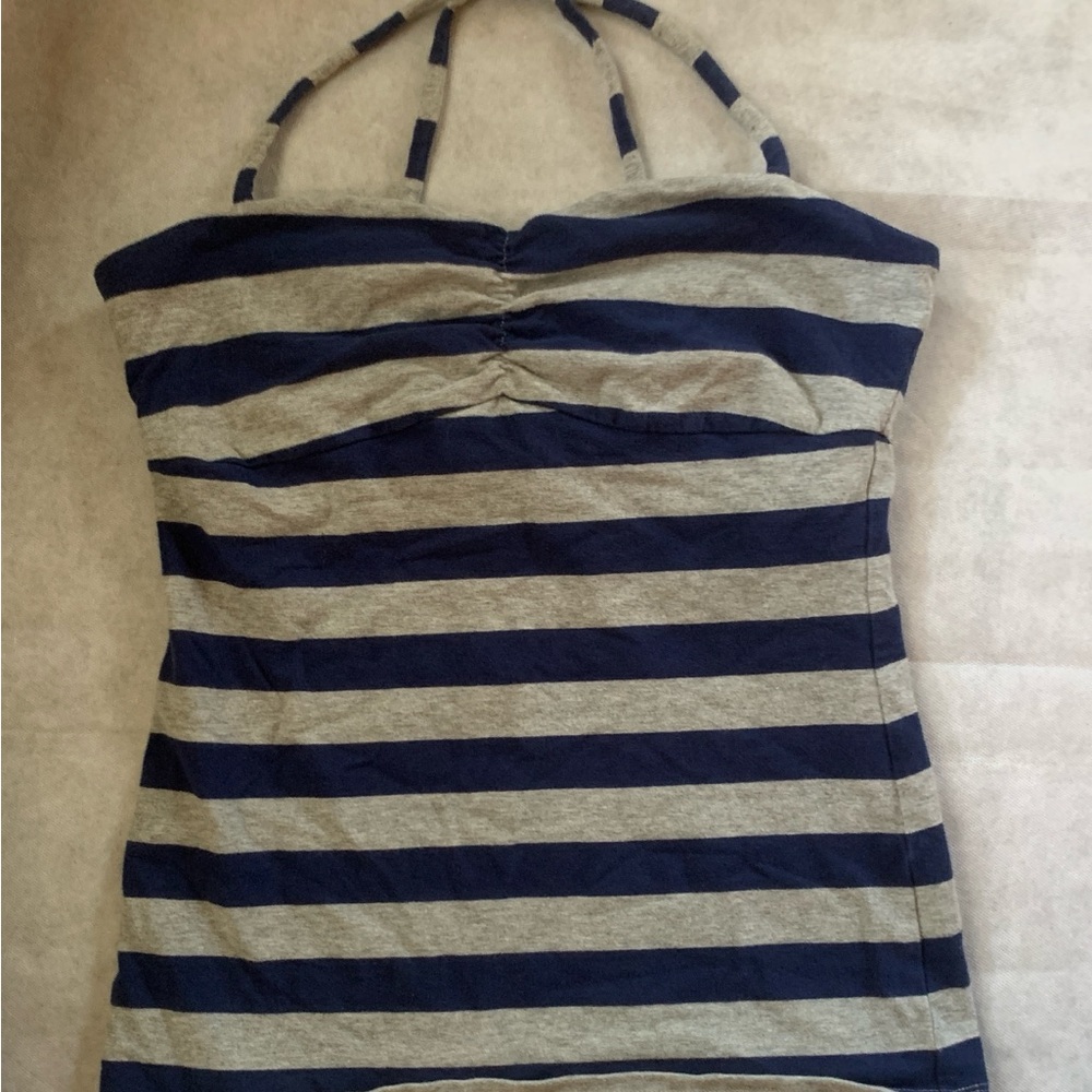 Victoria's Secret Navy and Gray Striped Tank Top